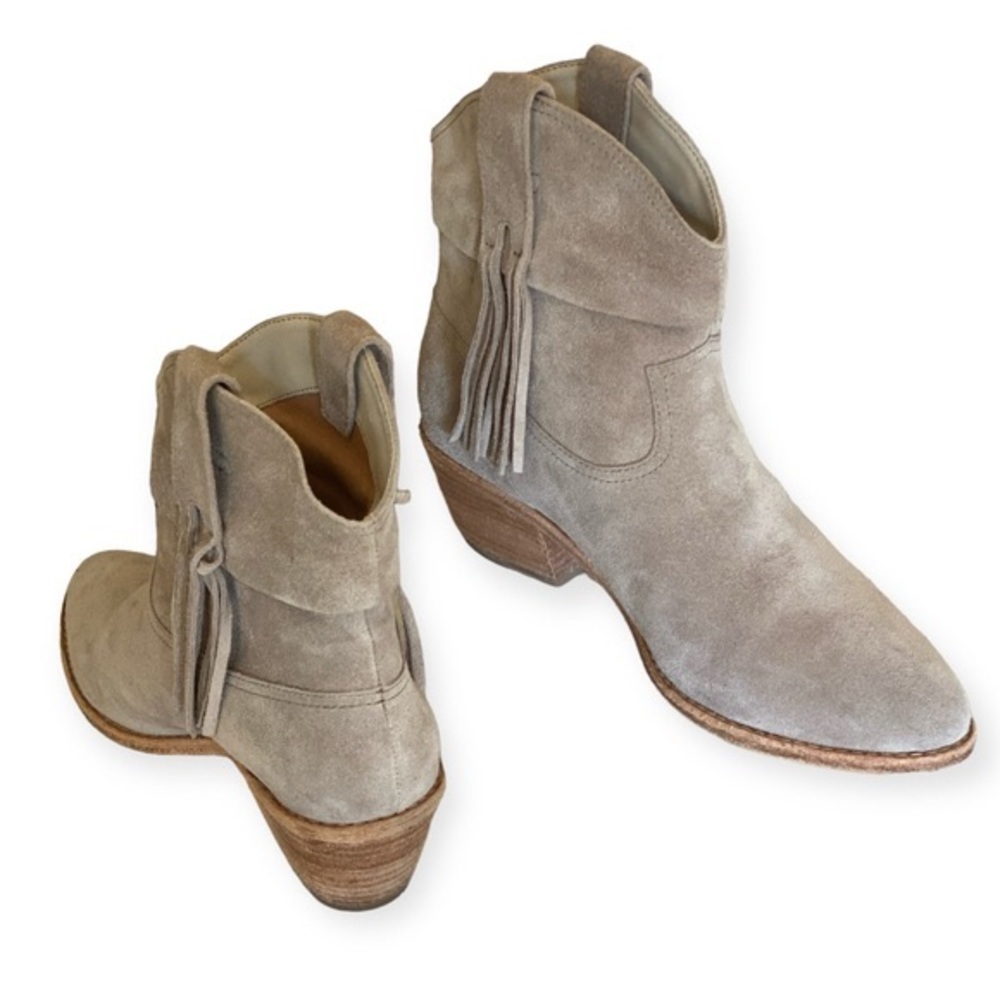 JOIE KEATON Suede Fringe Chelsea Western Boot 2”Heel Pull On Point Toe Size 38.5 - Picture 9 of 15